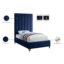 Meridian Via Navy Velvet Twin Bed IMAGE 6