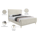 Meridian Zara Cream Velvet Full Bed (3 Boxes) IMAGE 10