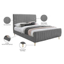 Meridian Zara Grey Velvet Full Bed (3 Boxes) IMAGE 10