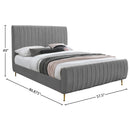Meridian Zara Grey Velvet Full Bed (3 Boxes) IMAGE 9