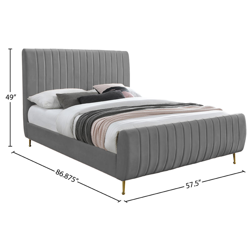 Meridian Zara Grey Velvet Full Bed (3 Boxes) IMAGE 9