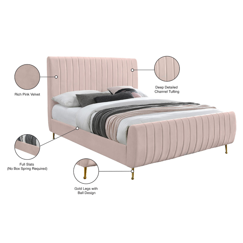 Meridian Zara Pink Velvet Full Bed (3 Boxes) IMAGE 10