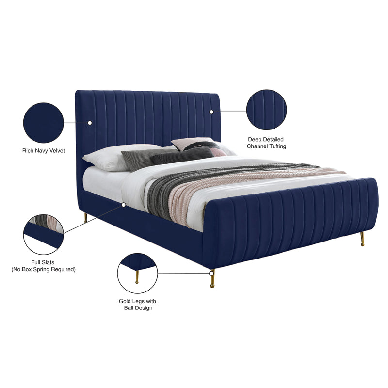 Meridian Zara Navy Velvet King Bed (3 Boxes) IMAGE 10