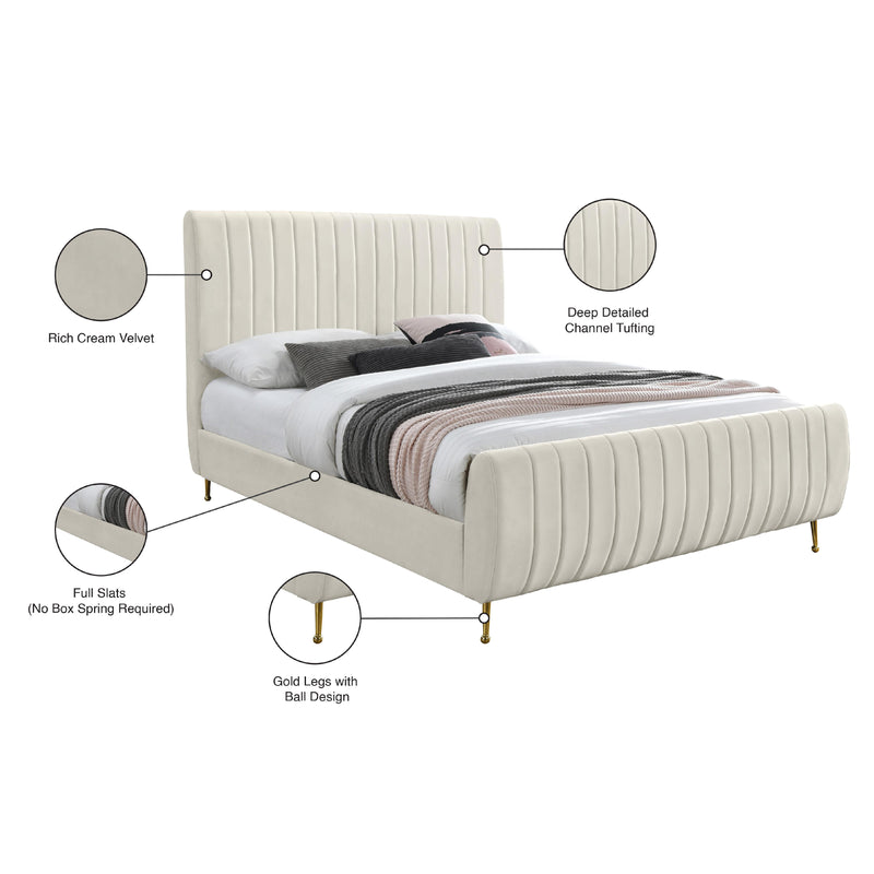 Meridian Zara Cream Velvet Queen Bed (3 Boxes) IMAGE 10