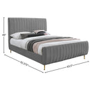 Meridian Zara Grey Velvet Queen Bed (3 Boxes) IMAGE 9
