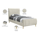 Meridian Zara Cream Velvet Twin Bed (3 Boxes) IMAGE 10