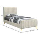 Meridian Zara Cream Velvet Twin Bed (3 Boxes) IMAGE 9