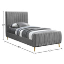 Meridian Zara Grey Velvet Twin Bed (3 Boxes) IMAGE 9