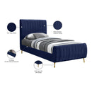 Meridian Zara Navy Velvet Twin Bed (3 Boxes) IMAGE 10