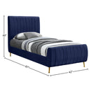Meridian Zara Navy Velvet Twin Bed (3 Boxes) IMAGE 9