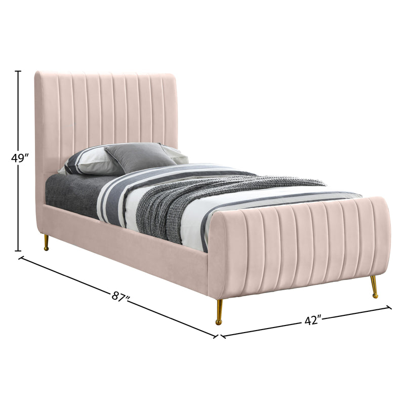 Meridian Zara Pink Velvet Twin Bed (3 Boxes) IMAGE 9