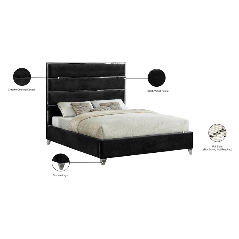Meridian Zuma Black Velvet Full Bed IMAGE 5