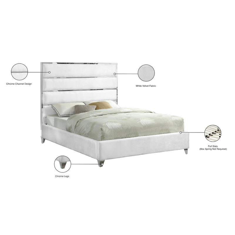 Meridian Zuma White Velvet Full Bed IMAGE 5