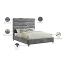 Meridian Zuma Grey Velvet King Bed IMAGE 5