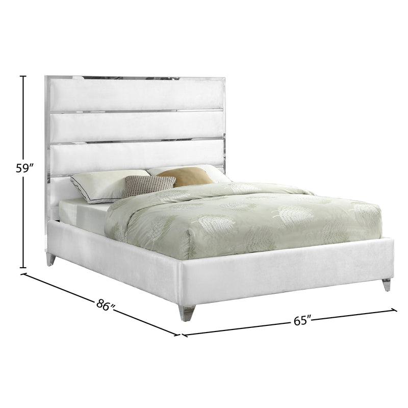 Meridian Zuma White Velvet Queen Bed IMAGE 4