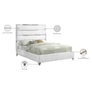 Meridian Zuma White Velvet Queen Bed IMAGE 5