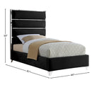 Meridian Zuma Black Velvet Twin Bed IMAGE 3