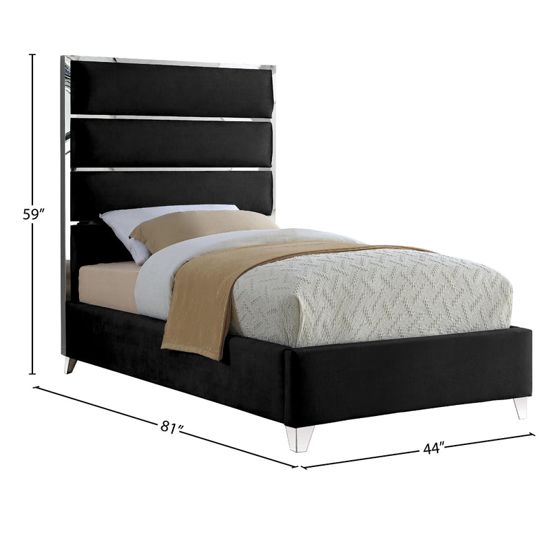 Meridian Zuma Black Velvet Twin Bed IMAGE 3