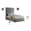 Meridian Zuma Grey Velvet Twin Bed IMAGE 4
