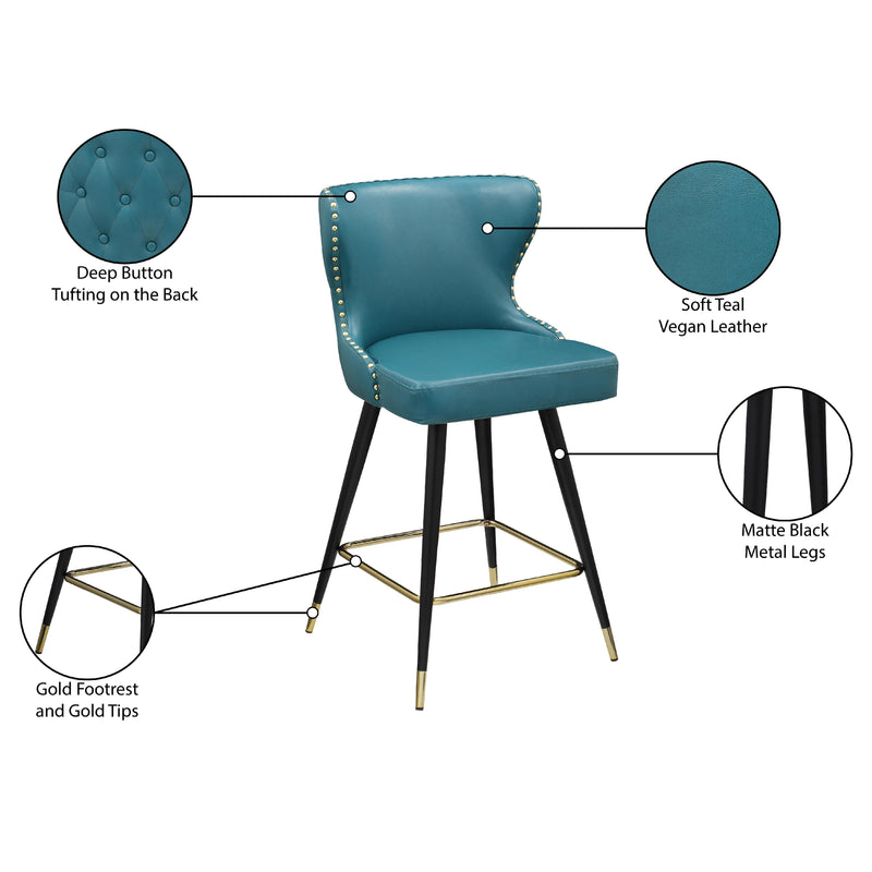 Meridian Hendrix Blue Vegan Leather Counter/Bar Stool IMAGE 9