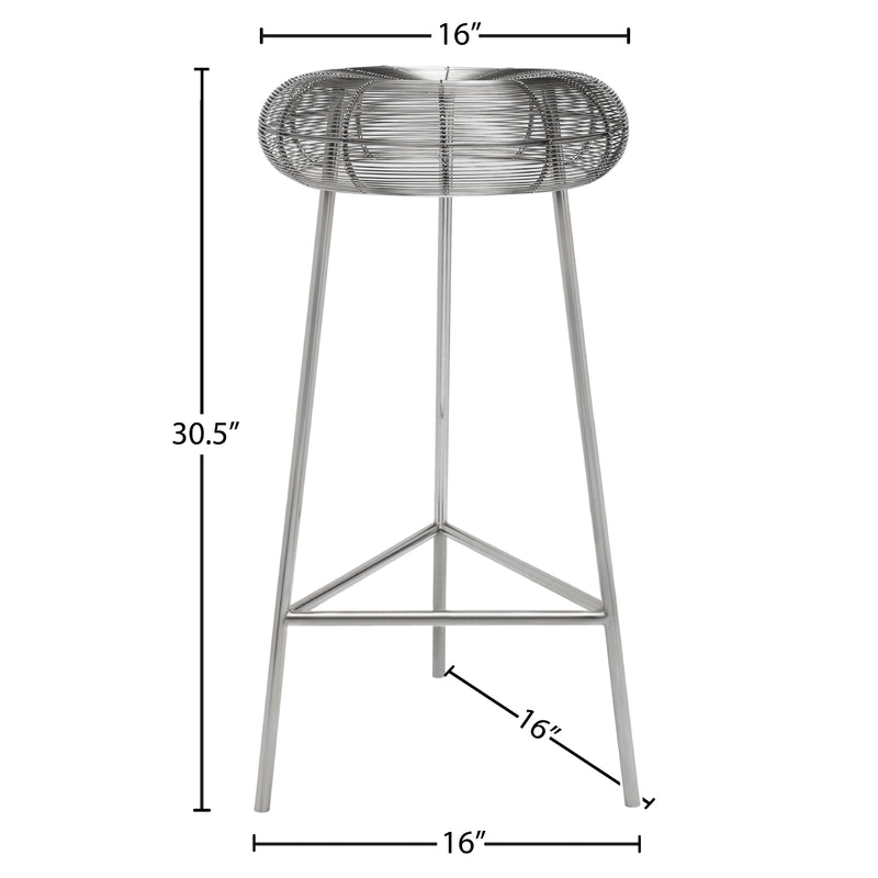 Meridian Tuscany Silver Metal Bar Stool IMAGE 7