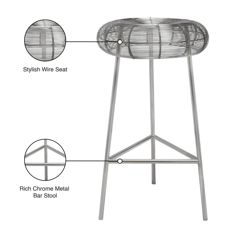 Meridian Tuscany Silver Metal Bar Stool IMAGE 8