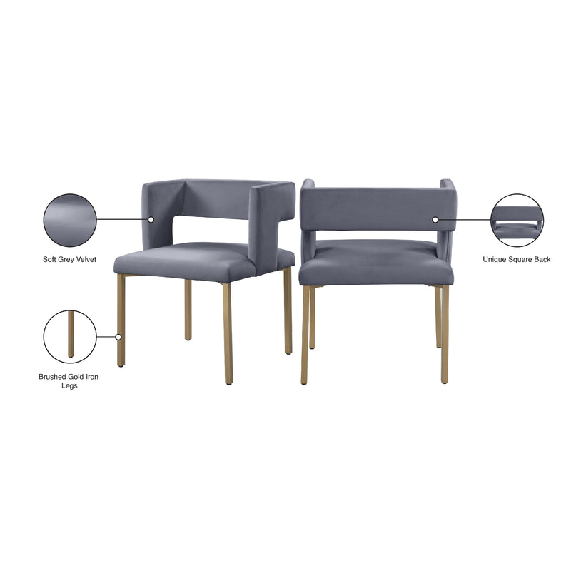 Meridian Caleb Grey Velvet Dining Chair IMAGE 8
