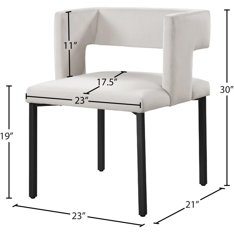 Meridian Caleb Cream Velvet Dining Chair IMAGE 7