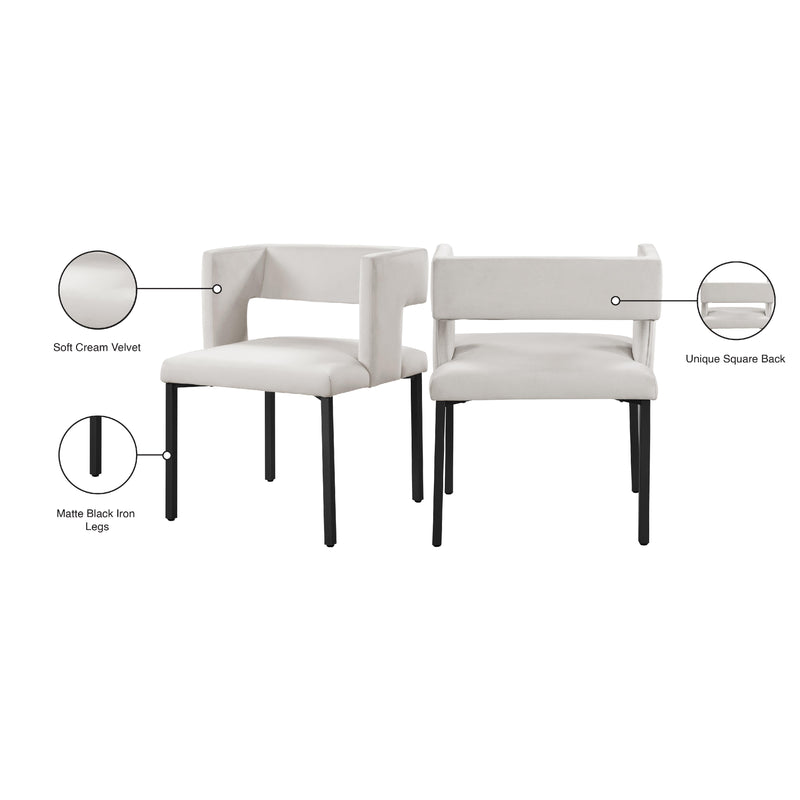 Meridian Caleb Cream Velvet Dining Chair IMAGE 8