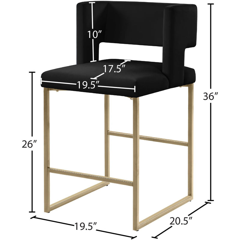Meridian Caleb Black Velvet Counter Stool IMAGE 7