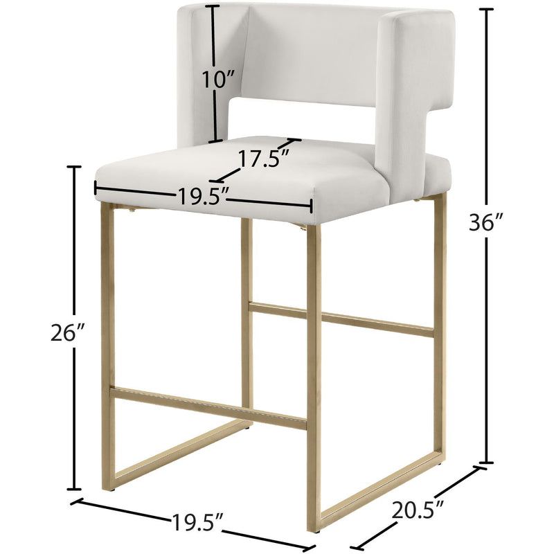Meridian Caleb Cream Velvet Counter Stool IMAGE 7