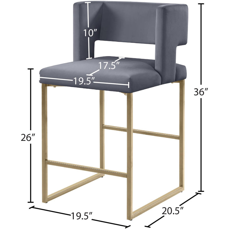 Meridian Caleb Grey Velvet Counter Stool IMAGE 6
