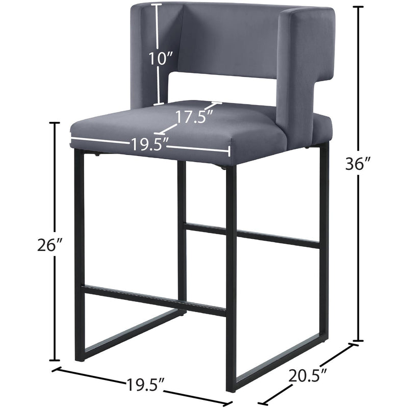 Meridian Caleb Grey Velvet Counter Stool IMAGE 7