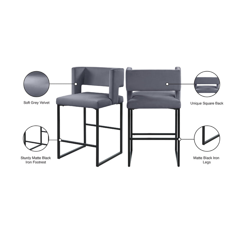 Meridian Caleb Grey Velvet Counter Stool IMAGE 8