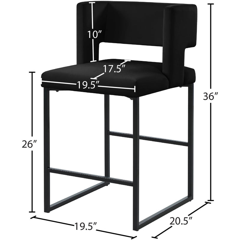 Meridian Caleb Black Velvet Counter Stool IMAGE 7