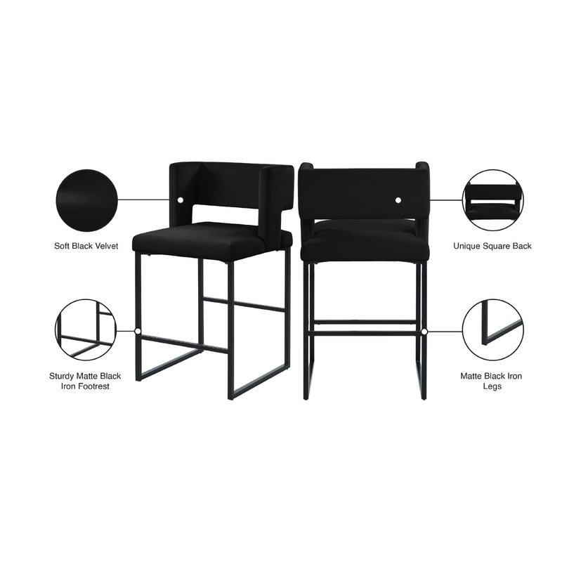 Meridian Caleb Black Velvet Counter Stool IMAGE 8