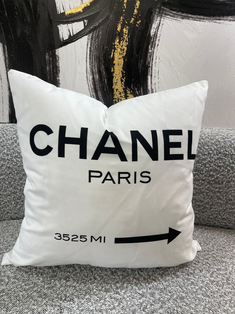 CHANEL PARIS 20x20 PILLOW COVER -WHITE & BLACK