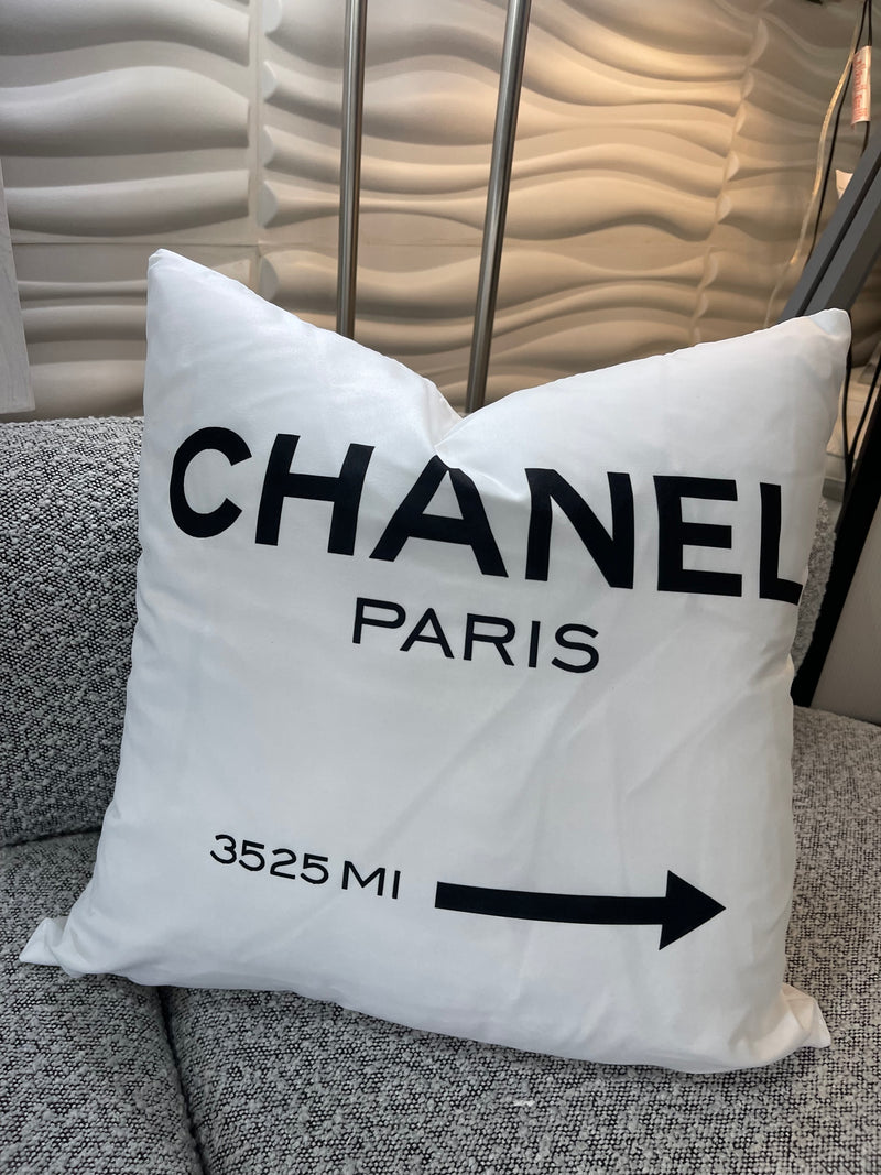 CHANEL PARIS 20x20 PILLOW COVER -WHITE & BLACK