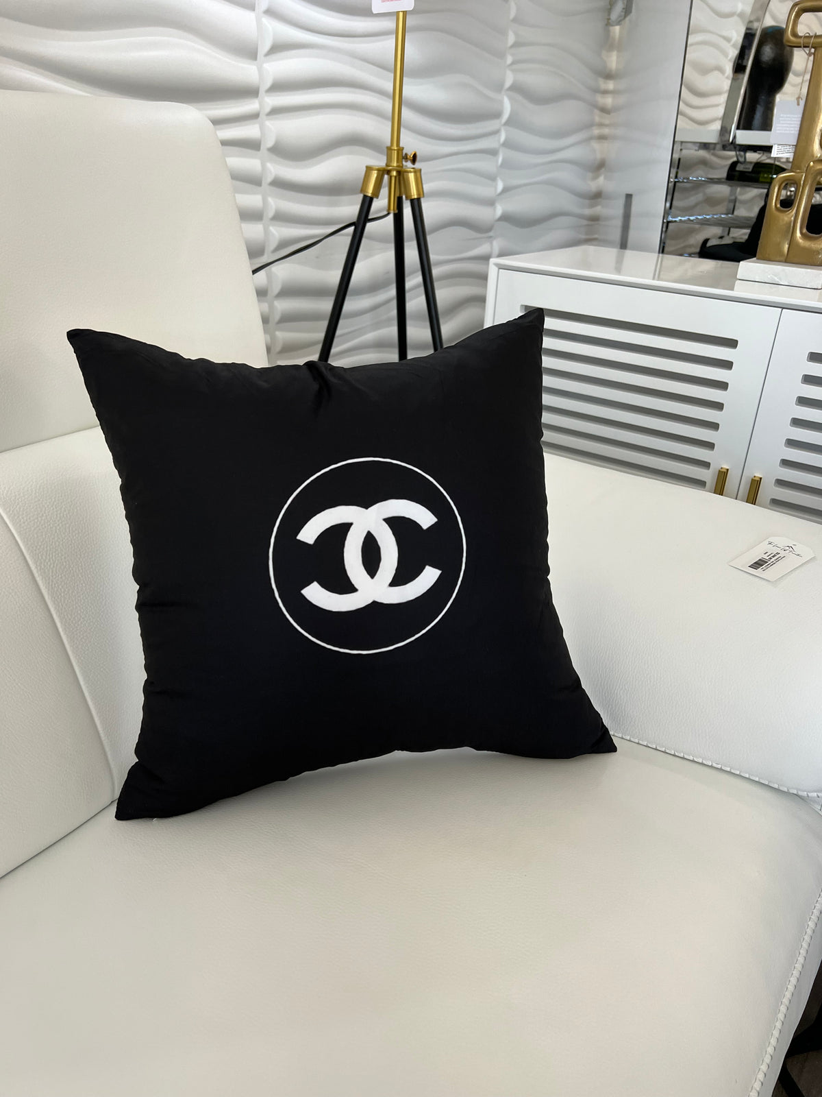 CHANEL MINI 20x20 PILLOW COVER-BLACK&WHITE
