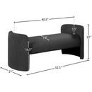 Meridian Peyton Black Boucle Fabric Bench IMAGE 6