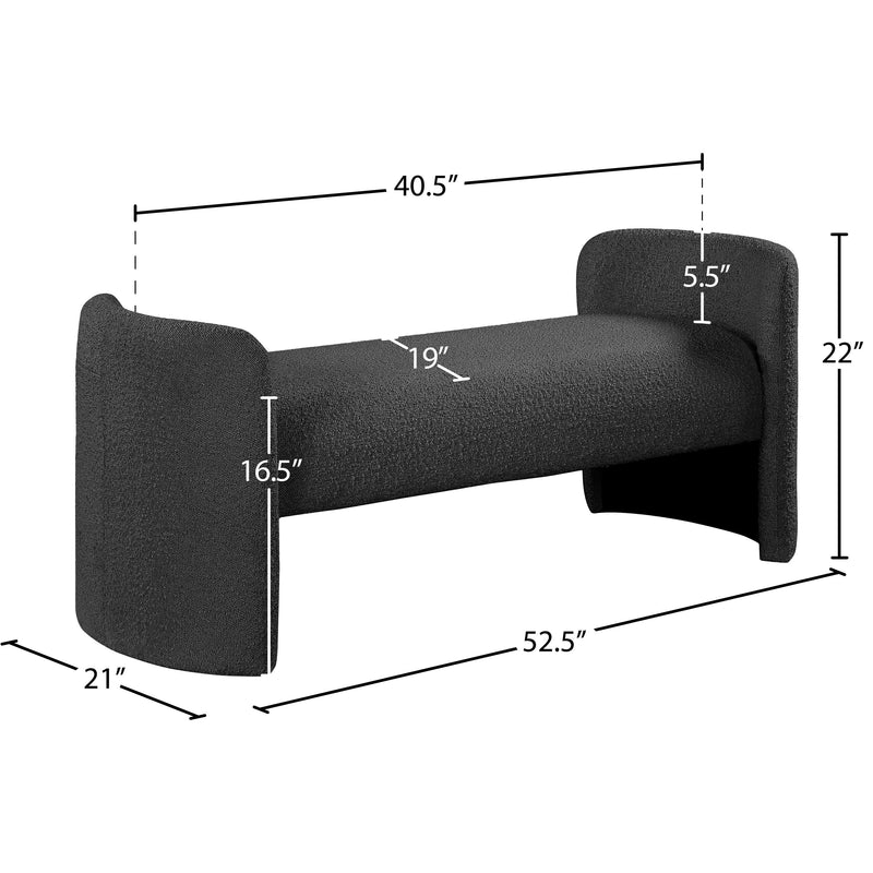 Meridian Peyton Black Boucle Fabric Bench IMAGE 6