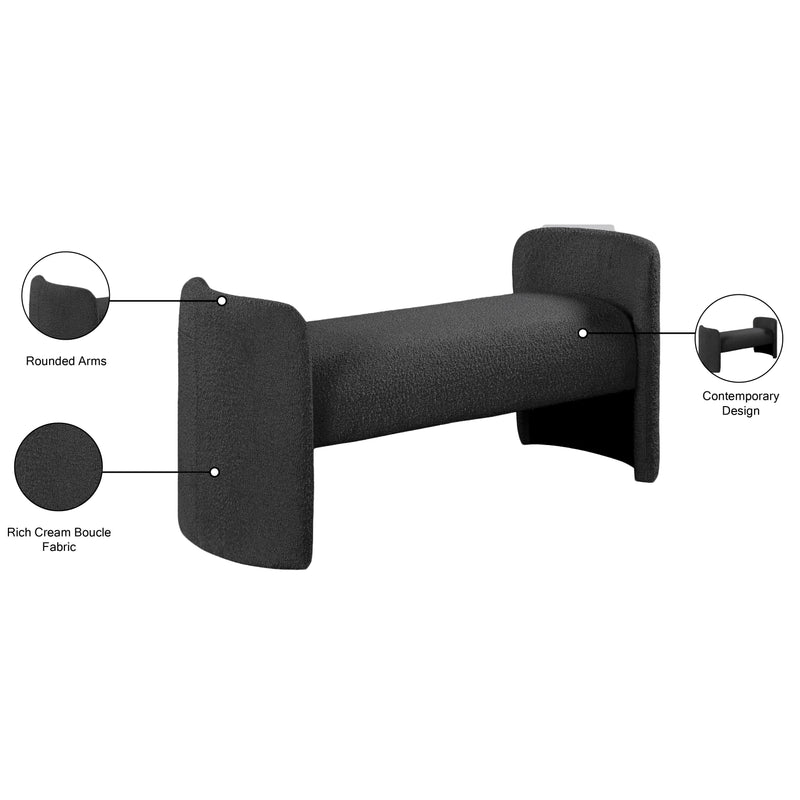 Meridian Peyton Black Boucle Fabric Bench IMAGE 7