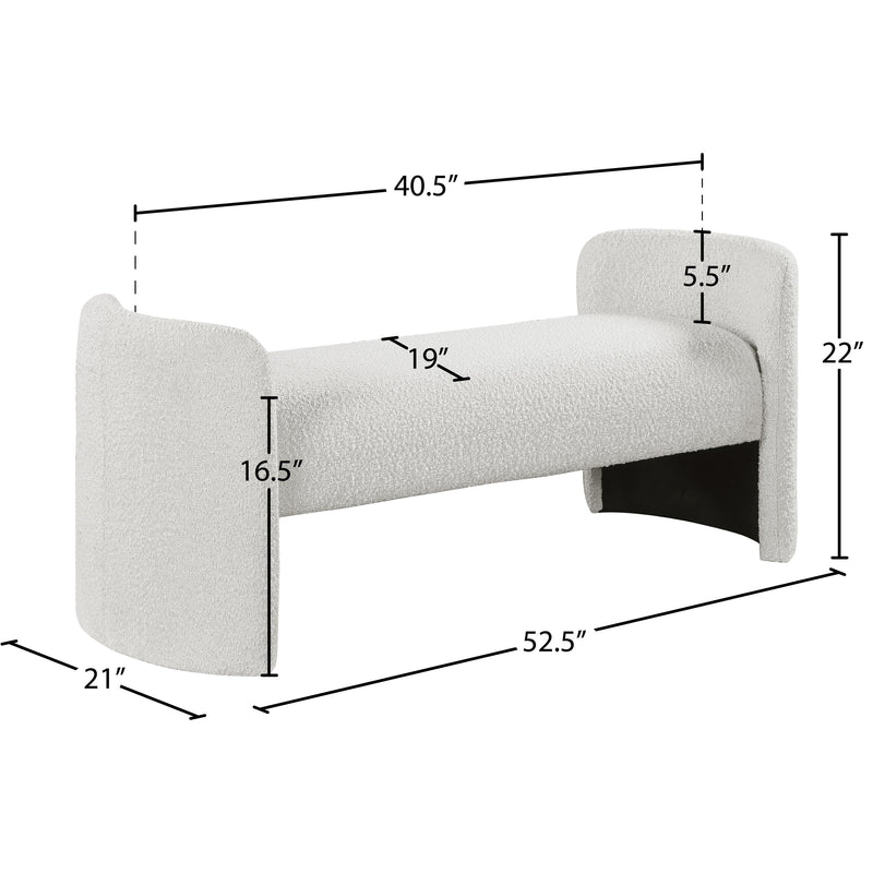 Meridian Peyton Cream Boucle Fabric Bench IMAGE 6