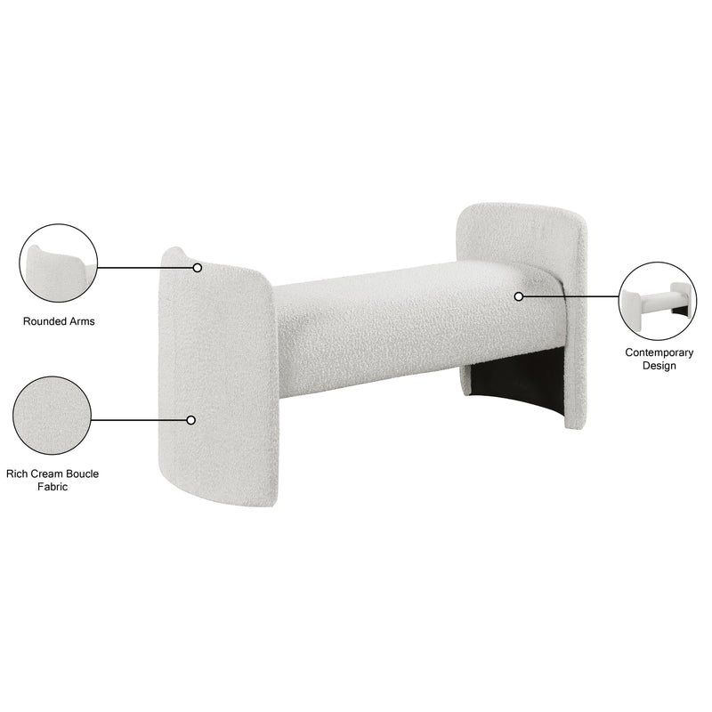 Meridian Peyton Cream Boucle Fabric Bench IMAGE 7