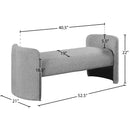 Meridian Peyton Grey Boucle Fabric Bench IMAGE 6