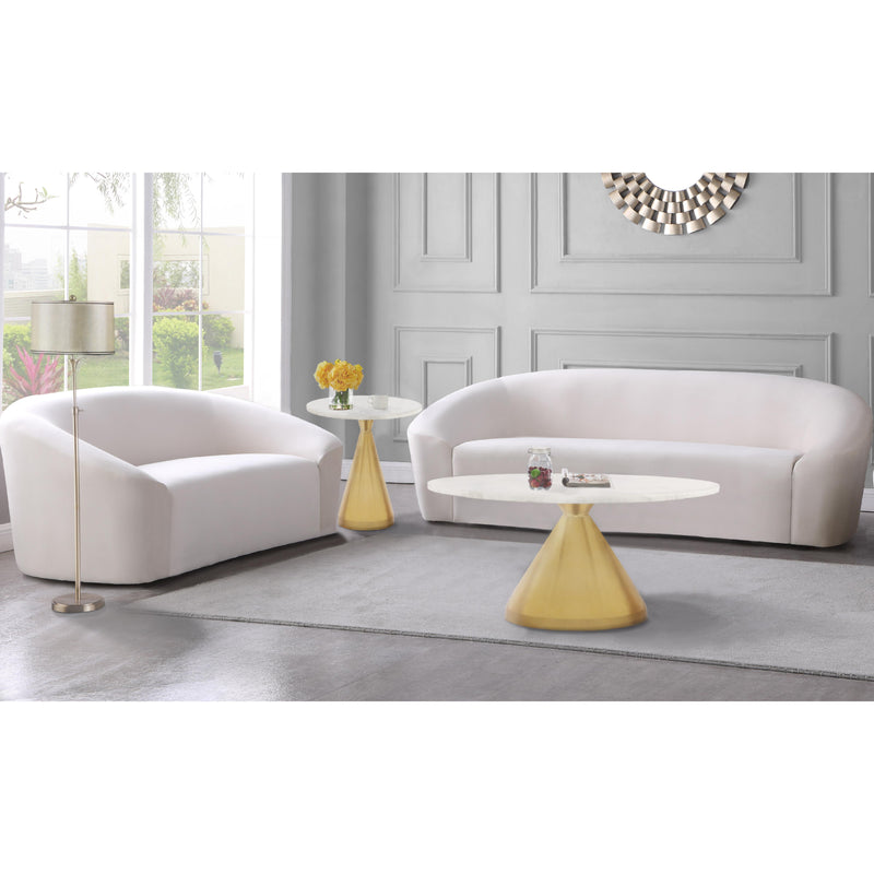Meridian Emery White Marble End Table IMAGE 8