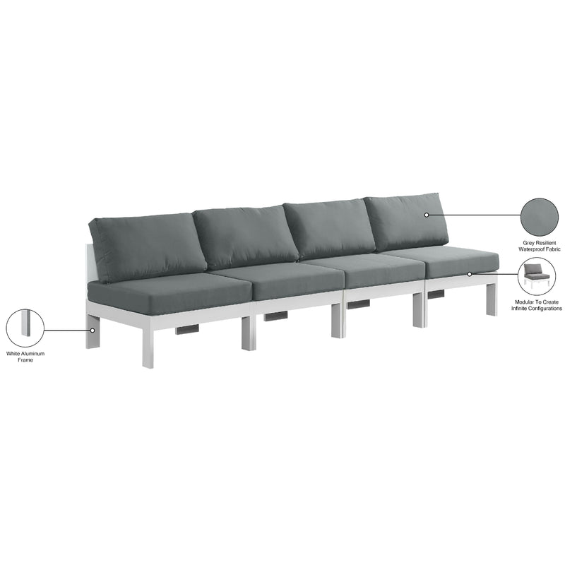 Meridian Nizuc Grey Water Resistant Fabric Outdoor Patio Modular Sofa IMAGE 9