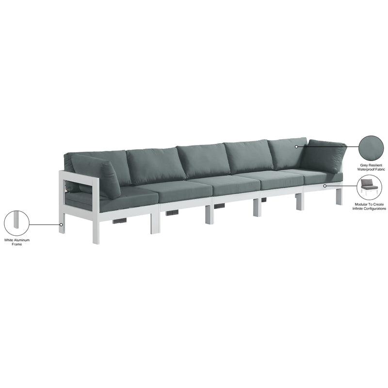 Meridian Nizuc Grey Water Resistant Fabric Outdoor Patio Modular Sofa IMAGE 9