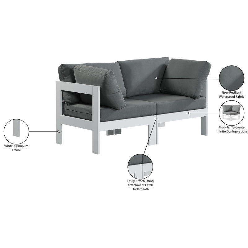 Meridian Nizuc Grey Water Resistant Fabric Outdoor Patio Modular Sofa IMAGE 9