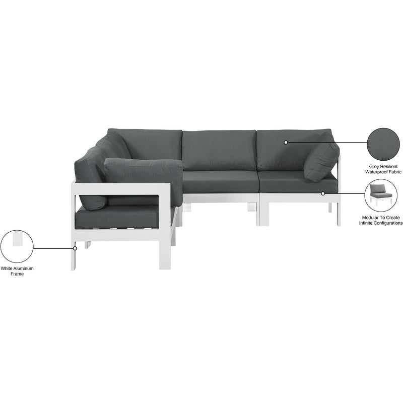 Meridian Nizuc Grey Water Resistant Fabric Outdoor Patio Modular Sectional IMAGE 8